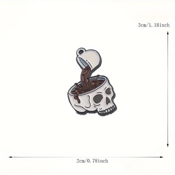 Skull Vintage-Style Enamel Brooch Pin - The Ultimate Coffee Fanatic Accessory