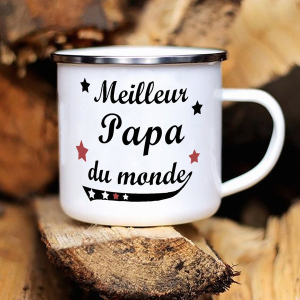 Best Dad In The World French Print Enamel Mug