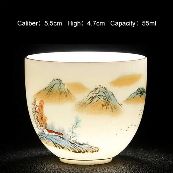 Traditional Celadon Hand-Painted Chinese Art Teacup