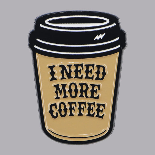 JAZZUP I Need More Coffee Enamel Brooch Pin - The Ultimate Caffeine Fanatic Accessory