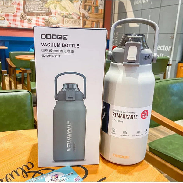 DODGE 1700ML Tumbler, Large Stainless Steel Thermos, 1.7L Water Bottle, Insulated Vacuum Flask.