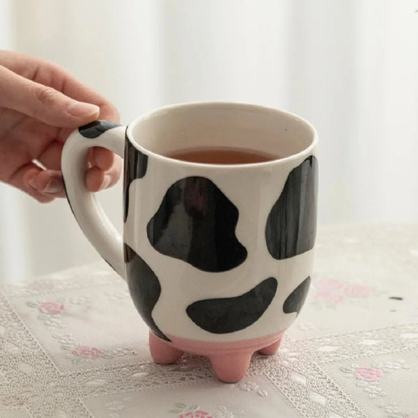 The Farmhouse Udderly Cow Ceramic Mug With Non-Skid Silicone Feet