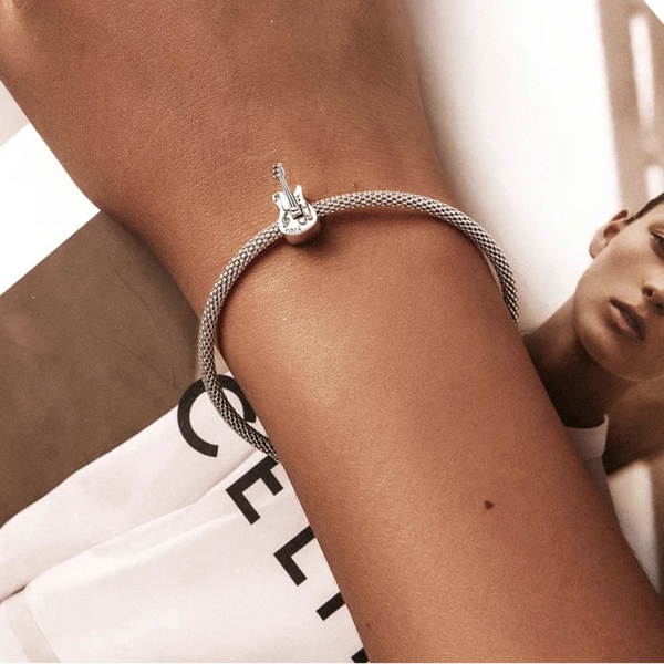 Luxyglo Sterling Silver Vintage Violin Guitar Pendant Charm