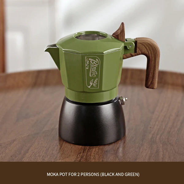 Bincoo Double-Valve Aluminum Moka Pot (200ml, 1-2 Cups)