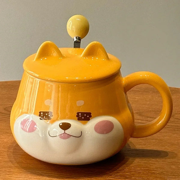 YOSHI Shiba Inu Mug with Lid Spoon