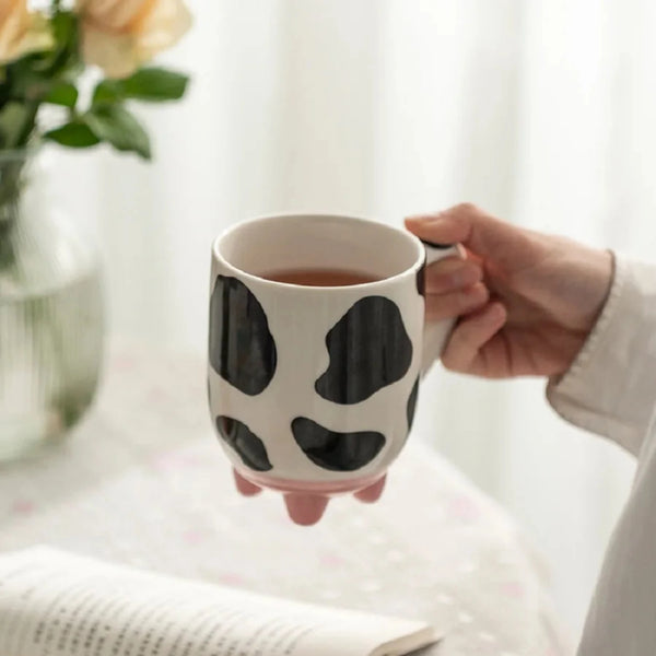 The Farmhouse Udderly Cow Ceramic Mug With Non-Skid Silicone Feet