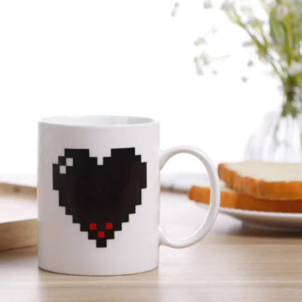 330ML Peach Heart Color-Changing Ceramic Mug – Magic Heat-Sensitive Mug