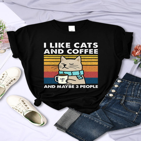 I Like Cats And Coffee Women T-Shirt