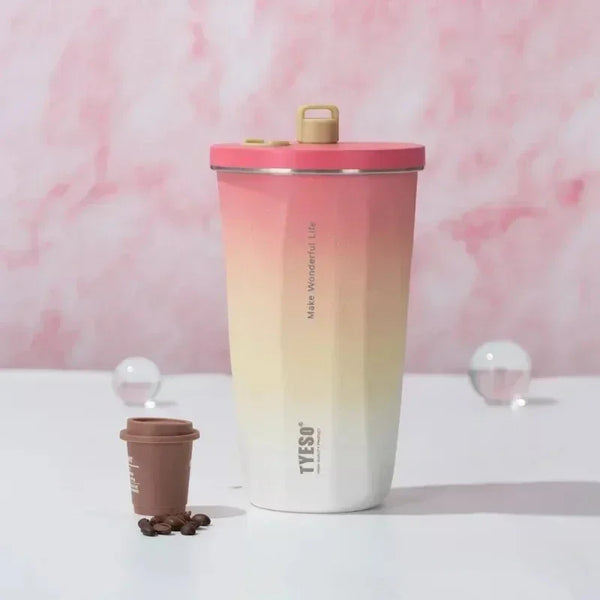 TYESO Portable Vacuum Insulated Tumbler With Straw 600ML