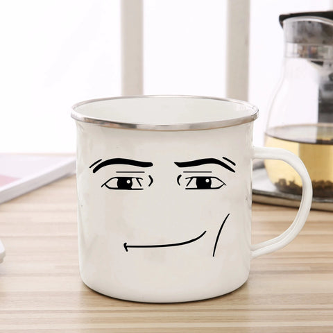 Game Inspired Man Woman Face Expression Enamel Mug