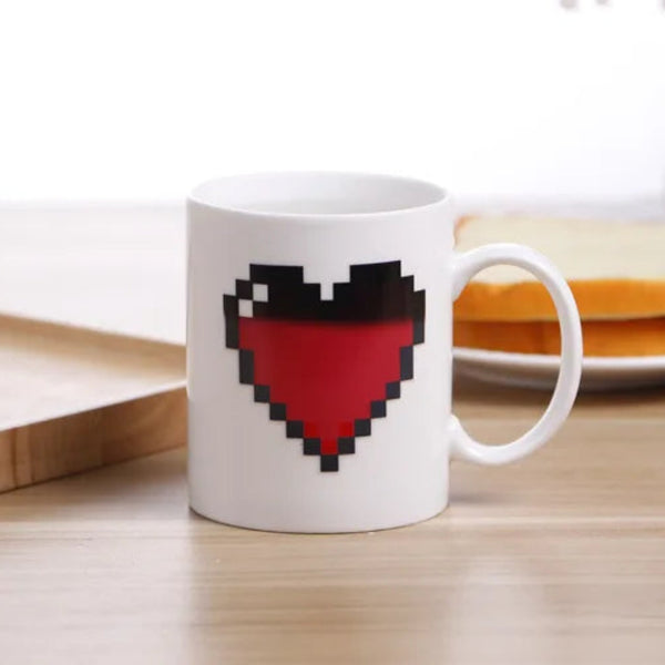 330ML Peach Heart Color-Changing Ceramic Mug – Magic Heat-Sensitive Mug
