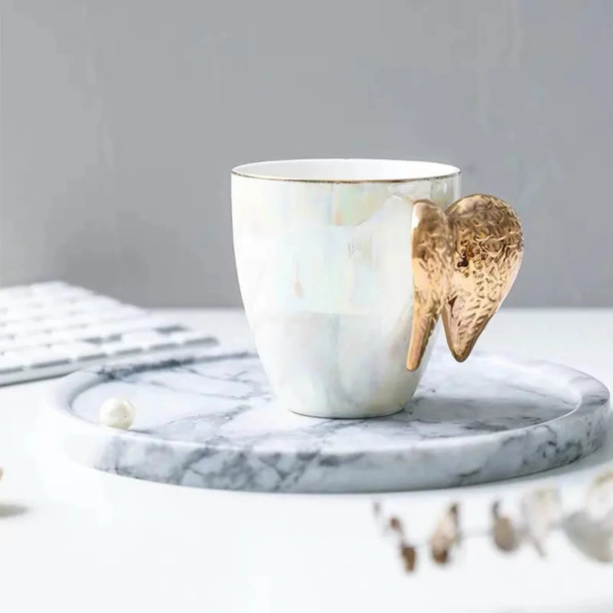 Angel Golden Wings White Ceramic Mug – STARBREW