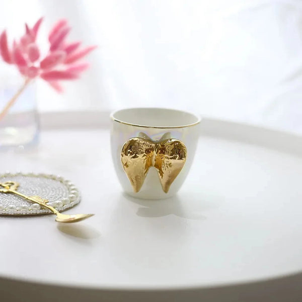 Angel Golden Wings White Ceramic Mug