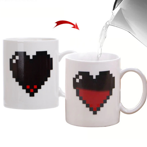 330ML Peach Heart Color-Changing Ceramic Mug – Magic Heat-Sensitive Mug