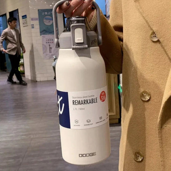 DODGE 1700ML Tumbler, Large Stainless Steel Thermos, 1.7L Water Bottle, Insulated Vacuum Flask.