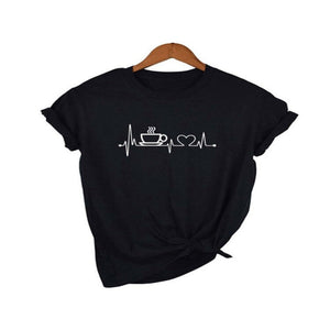 Coffee Love Heartbeat Lifeline Women T-Shirt
