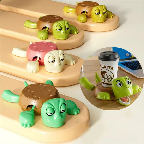 SQUIRT Turtle Cup Holder, Screaming Sea Turtle Coaster With Funny Expression & Moving Limbs, Gag Gift for Tortoise Lover