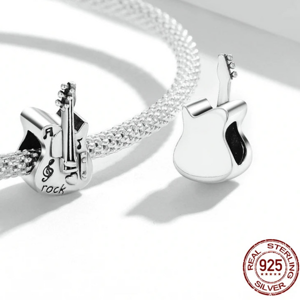Luxyglo Sterling Silver Vintage Violin Guitar Pendant Charm