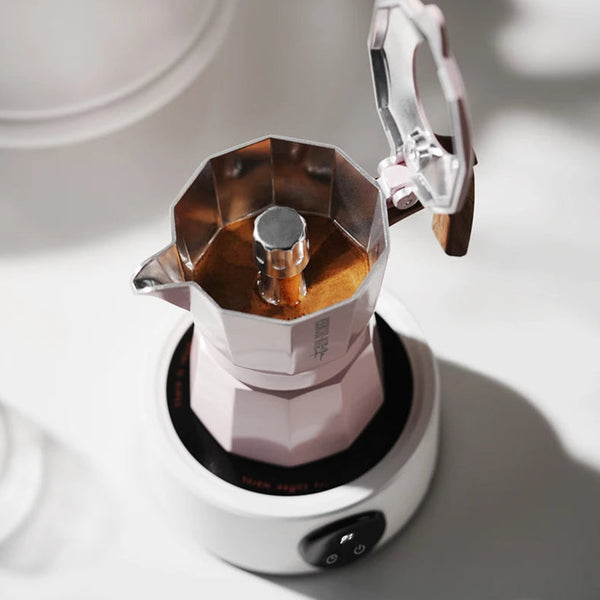 MHW-3BOMBER Double Valve Moka Pot (Blue & Pink) | Stovetop Espresso Maker for Home & Camping