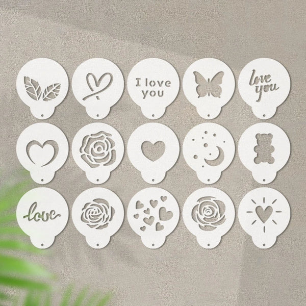 Fancy Coffee Art Stencils for Cappuccino, Hot Chocolate, Cake, Cookie Decoration