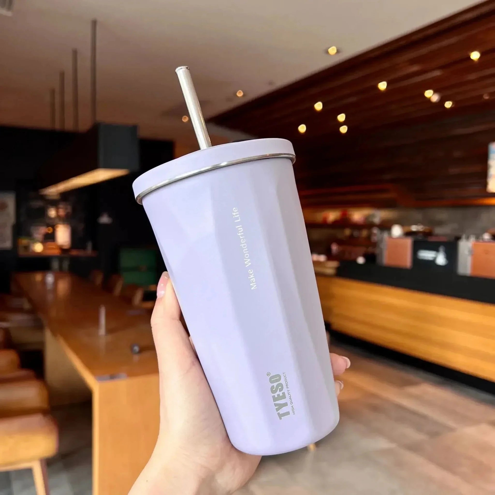 TYESO Vacuum Insulated Cup With Retractable Straw