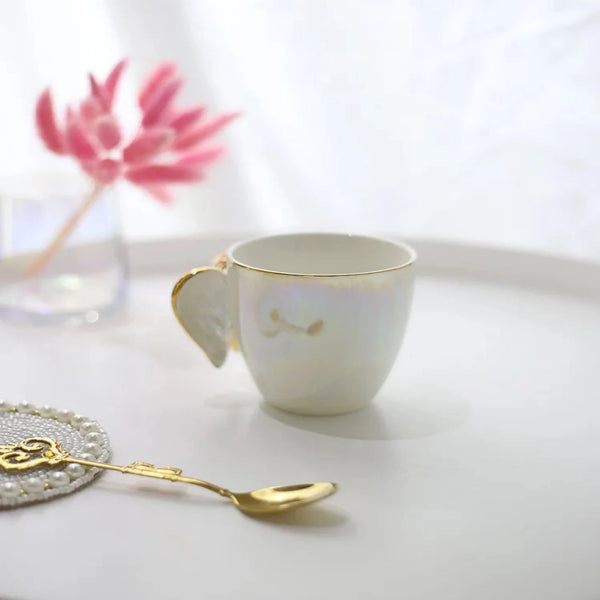 Angel Golden Wings White Ceramic Mug