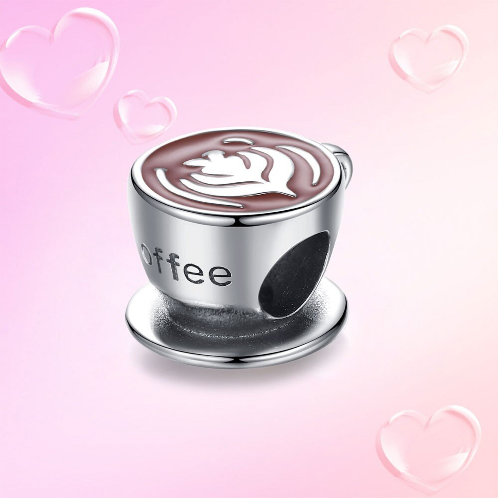 Luxyglo Sterling Silver Latte Tulip Coffee Cup Charm