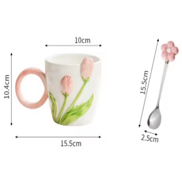 Spring Awakening Tulip Flower Ceramic Mug