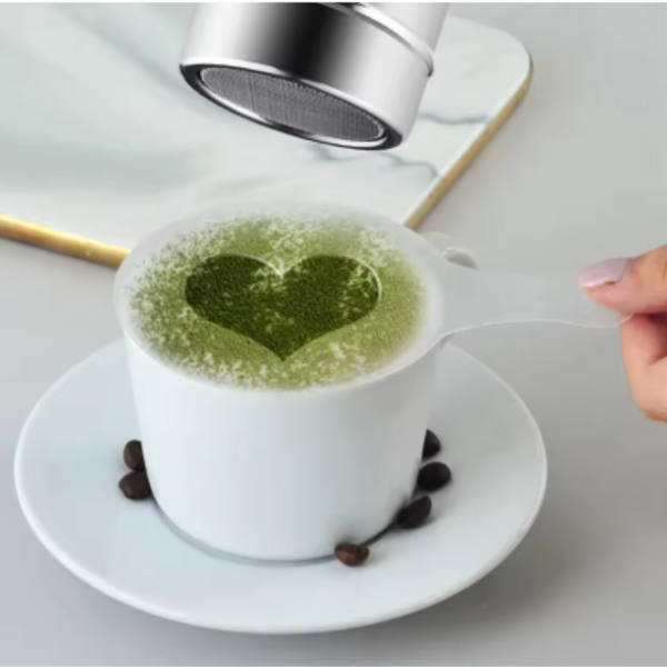 Coffee Art Stencils With Cocoa Powder Shaker