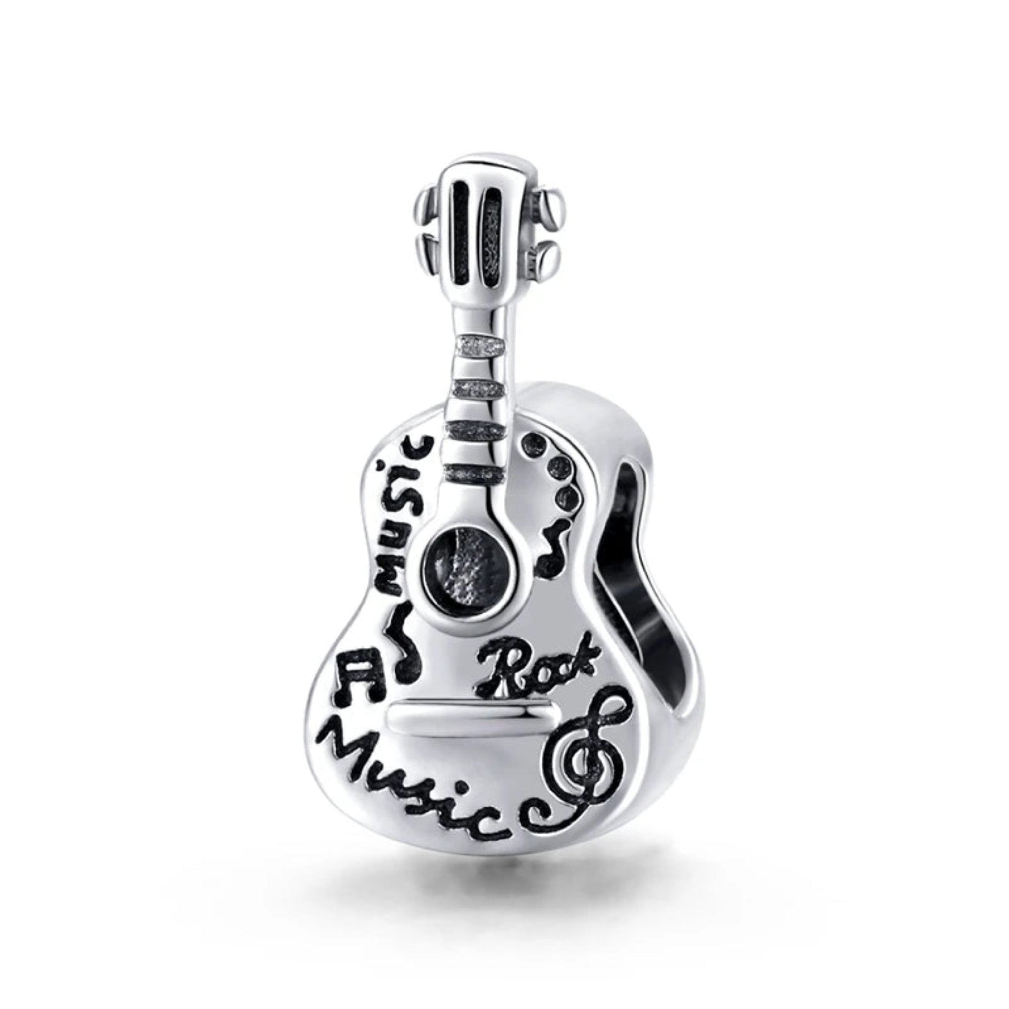 Luxyglo Sterling Silver Vintage Violin Guitar Pendant Charm