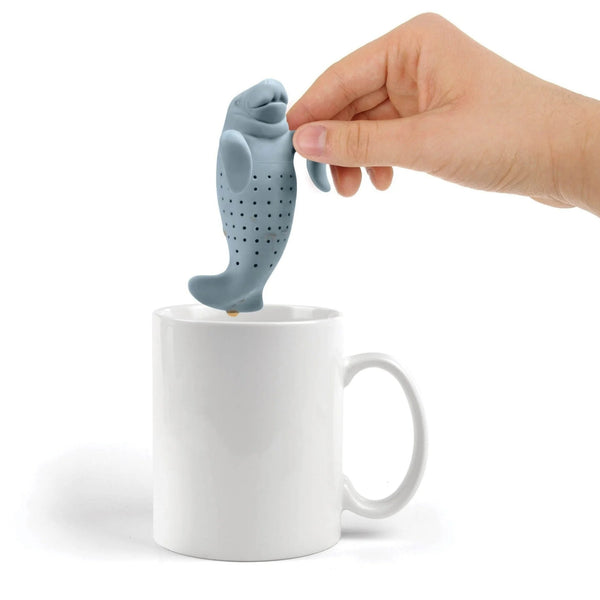 The Dugongitea Reusable Silicone Tea Infuser, Loose Tea Leaf Strainer, Light Grey, Fun Gift For Tea Lovers