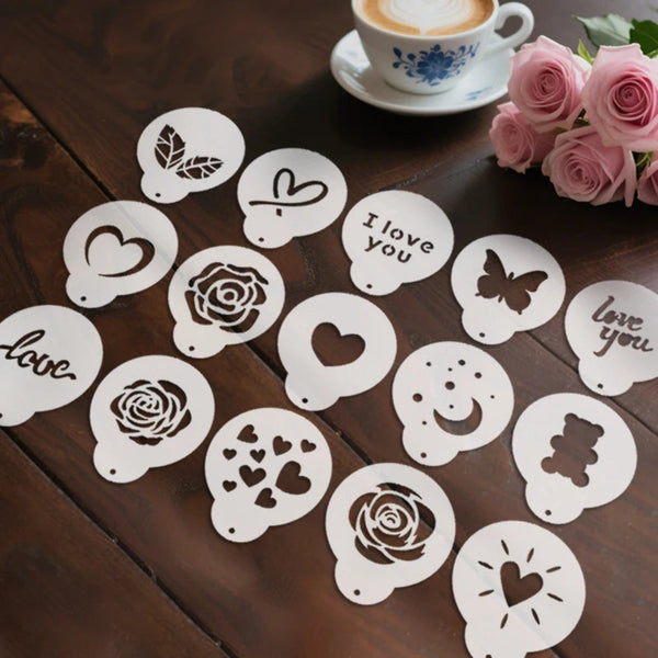 Fancy Coffee Art Stencils for Cappuccino, Hot Chocolate, Cake, Cookie Decoration