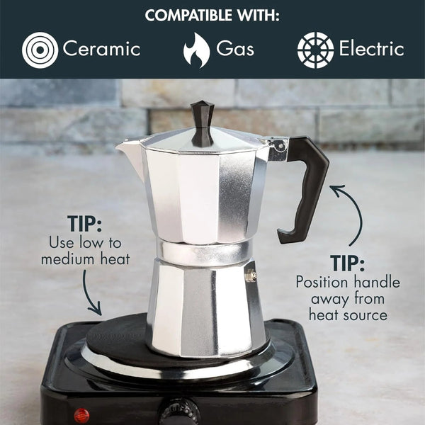 Classic Stovetop Moka Pot | Aluminum Espresso Maker