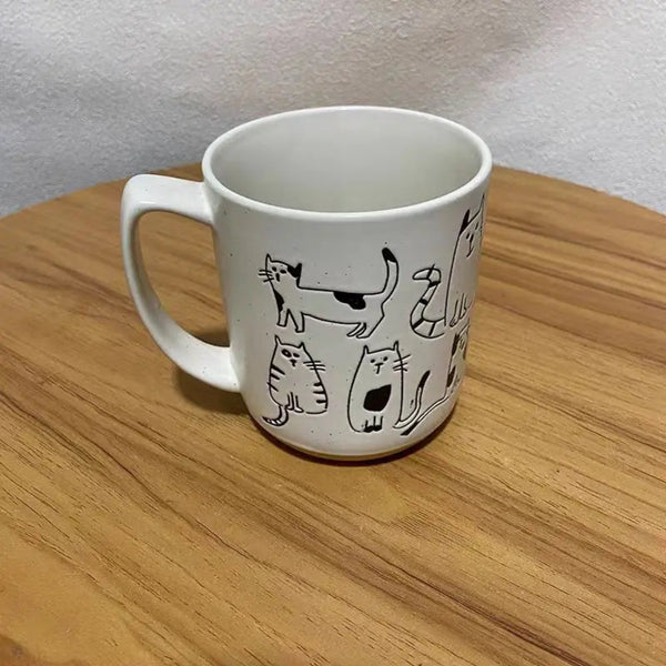 Cartoon Cats Hand-Painted Vintage Ceramic Mug