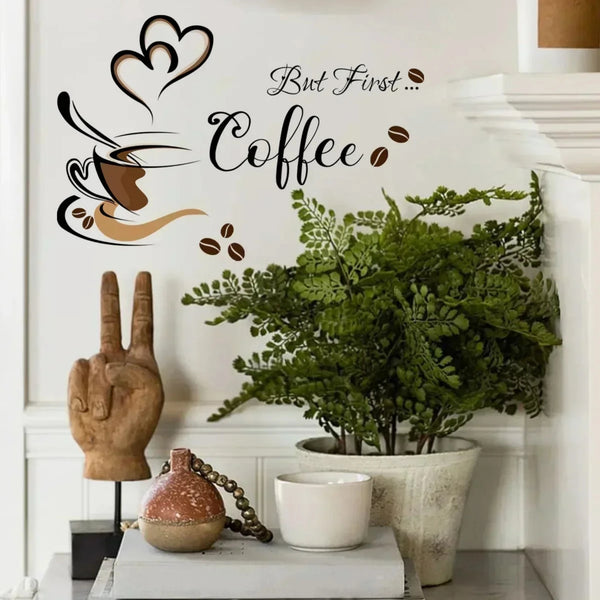 But First Coffee Coffee Cup Wall Sticker DIY Home Cafe Restaurant