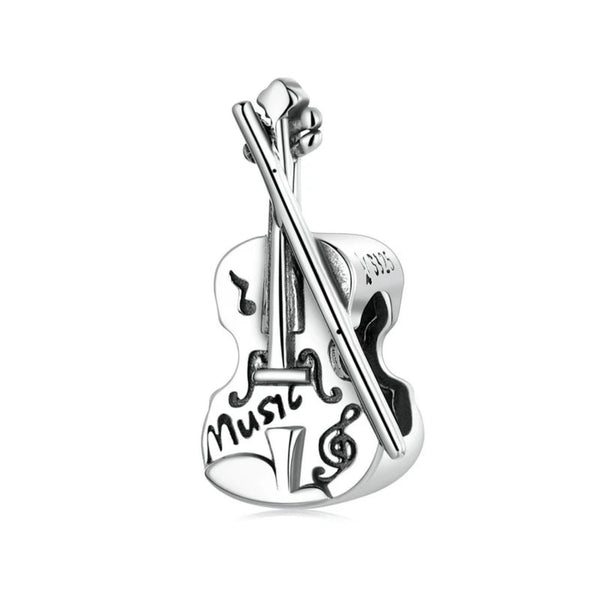 Luxyglo Sterling Silver Vintage Violin Guitar Pendant Charm