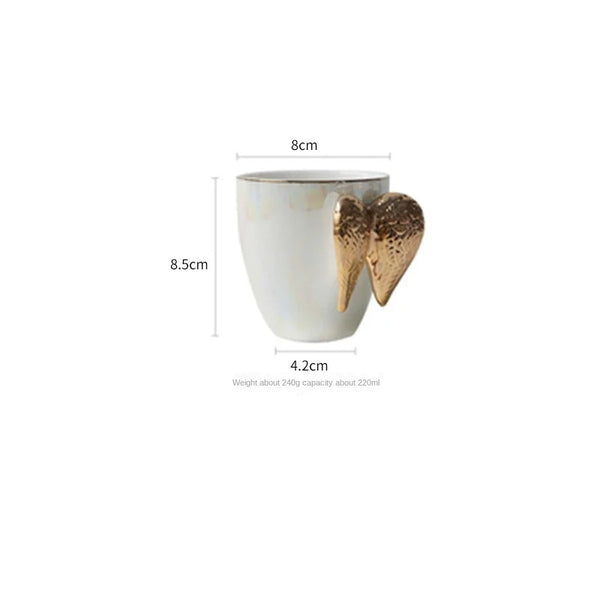 Angel Golden Wings White Ceramic Mug