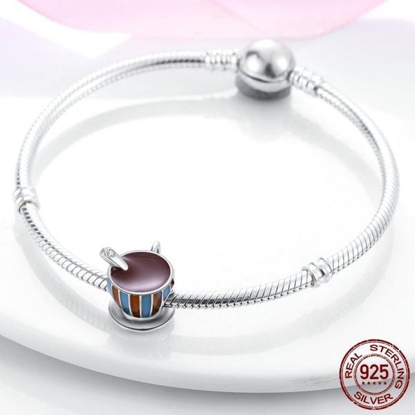 Luxyglo 925 Sterling Silver Color Coffee Cup Charm
