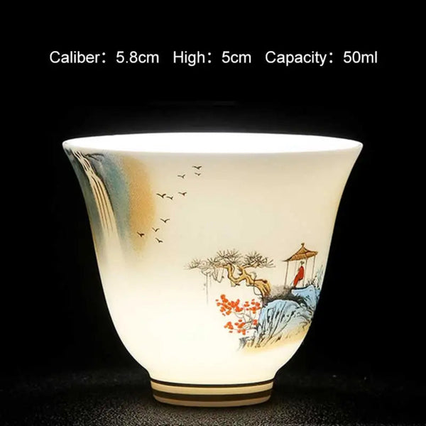 Traditional Celadon Hand-Painted Chinese Art Teacup