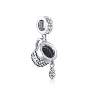 Luxyglo Sterling Silver Hanging Coffee Cup Charm