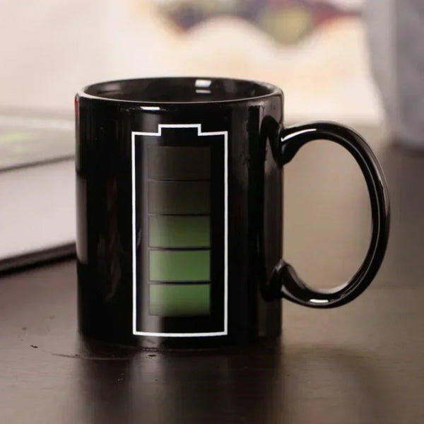 Color Changing Battery Pattern Heat Sensitive Ceramic Mug