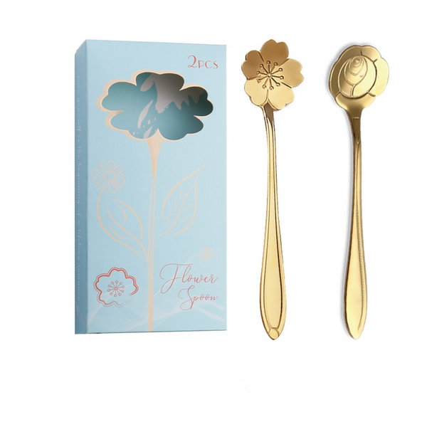 2Pcs Cherry Blossom Flower Spoon Gift Set