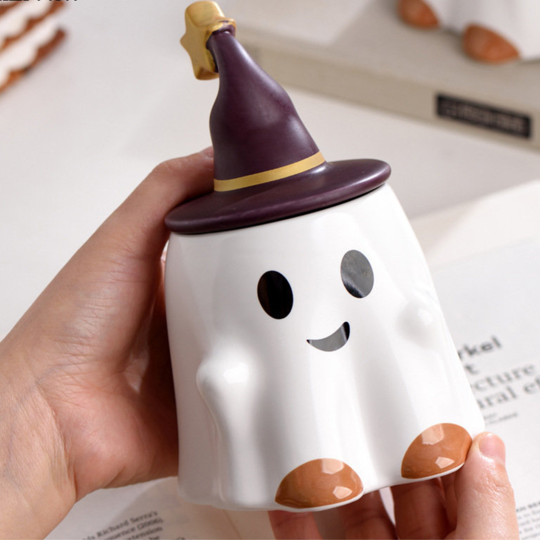 Cute Ghost Creative Ceramic Mug With Lid