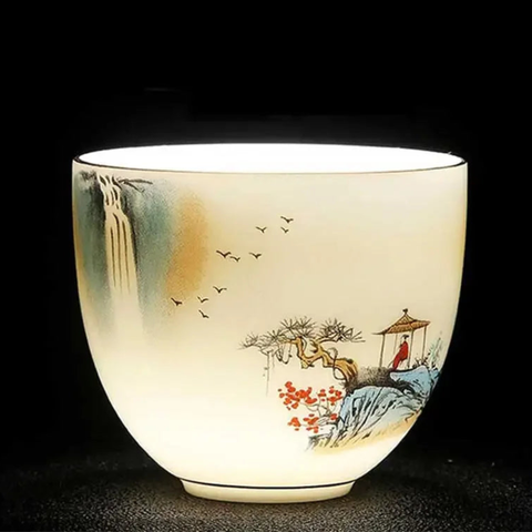Traditional Celadon Hand-Painted Chinese Art Teacup