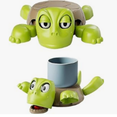 SQUIRT Turtle Cup Holder, Screaming Sea Turtle Coaster With Funny Expression & Moving Limbs, Gag Gift for Tortoise Lover