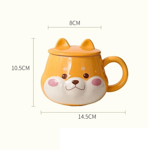 YOSHI Shiba Inu Mug with Lid Spoon