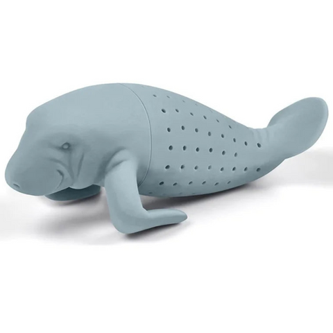 The Dugongitea Reusable Silicone Tea Infuser, Loose Tea Leaf Strainer, Light Grey, Fun Gift For Tea Lovers