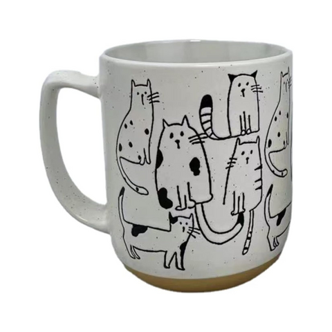 Cartoon Cats Hand-Painted Vintage Ceramic Mug