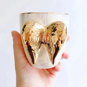 Angel Golden Wings White Ceramic Mug