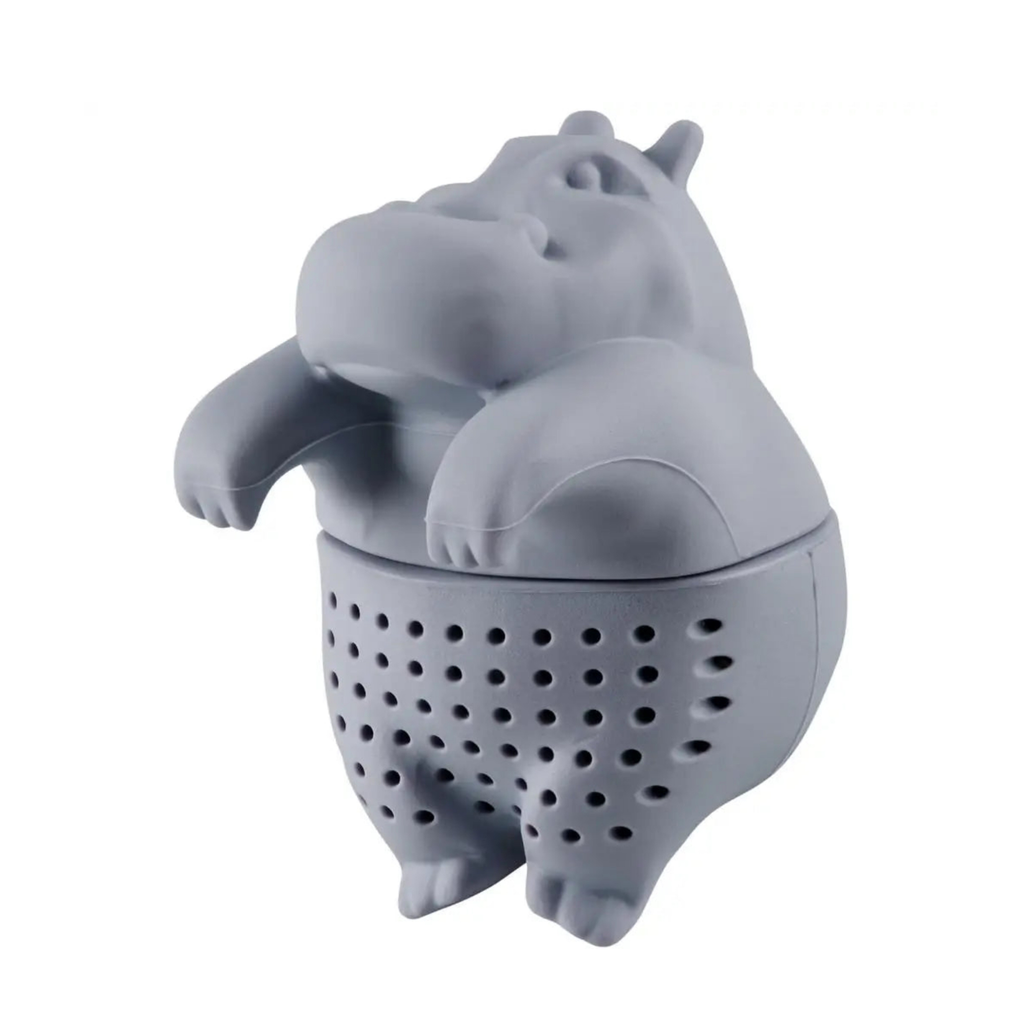 Baby MOO DENG Reusable Silicone Tea Infuser, Loose Tea Leaf Strainer, Light Grey, Fun Gift For Tea Lovers
